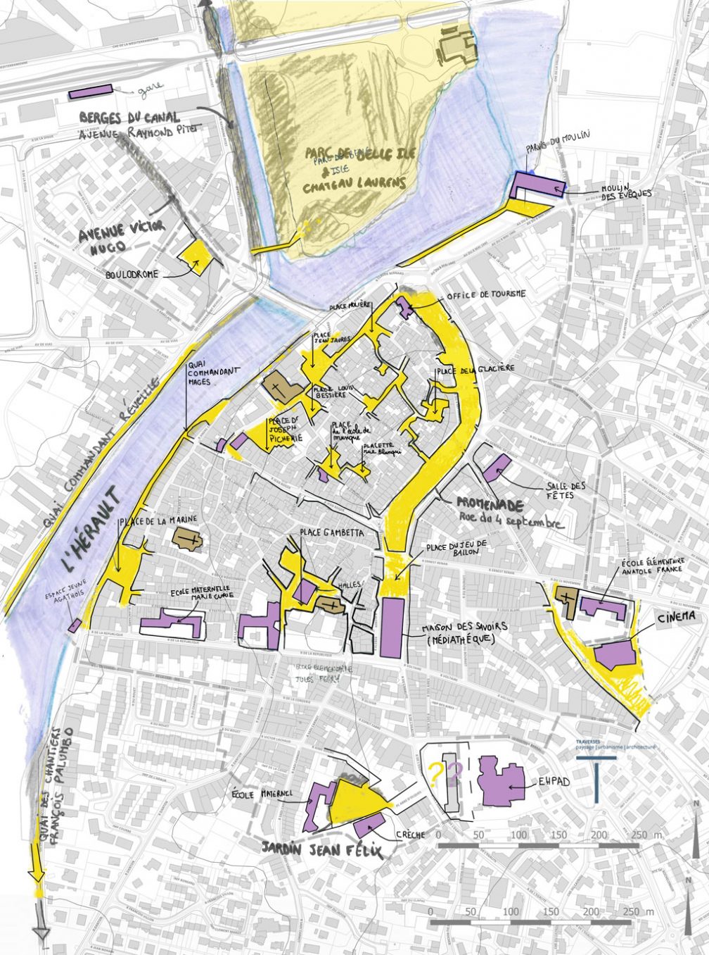 Traverses - cartographie de diagnostic : identifications des lieux publics importants